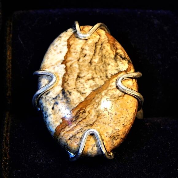 Size 7.75 Picture Perfect Picture Jasper Artisan Ring - Picture 1 of 6
